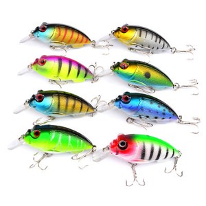 Details about &nbsp;8PCS Topwater Fishing Minnow Crankbait Crank Fish Bass lure hook baits 7cm/9.5g