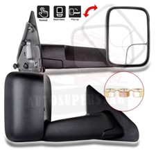 Lr Pair Flip Up Manual Tow Mirrors For 2003-2008 Dodge Ram 1500 2500 3500 Black