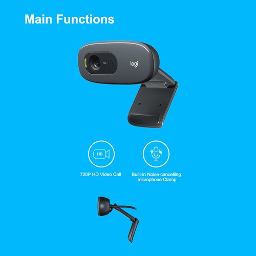 Logitech C270 720p Widescreen Video Webcam Computer Laptop PC Camera for Calling - Afbeelding 6 van 11