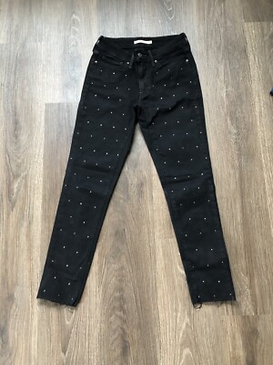 Black Studded/Bedazzled Levi's 711 Skinny Jeans | eBay