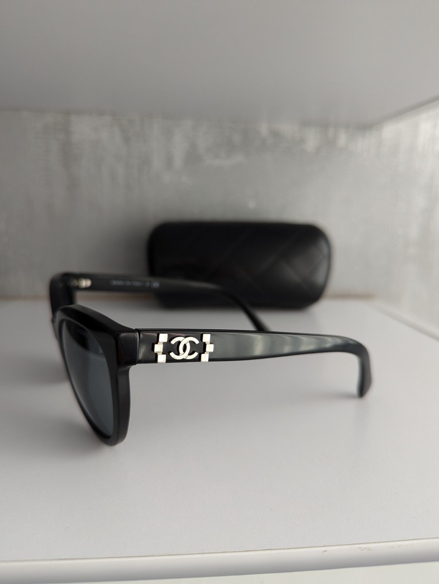 Chanel CC Lego Boy Logo Black Frame Lenses Fashion Cat Eye