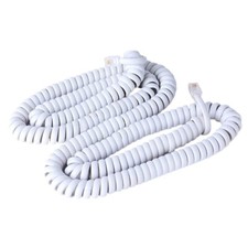 White Retractable Long Handset Coil Cord Phone Curly Spiral Receiver 25' Ft NEW