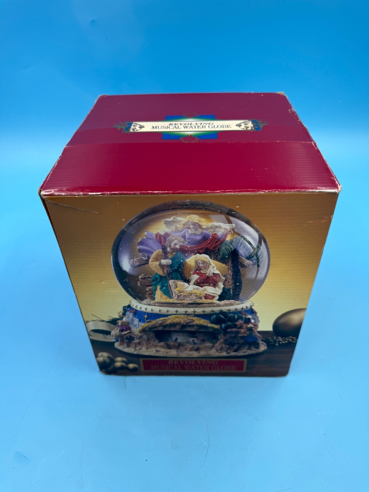 Nativity Scene Musical Snow Globe Revolving Base Christmas Vintage Large