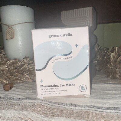 Grace & Stella Blue Under Eye Masks Illuminating Gel Patches (24 Pairs) For Dull