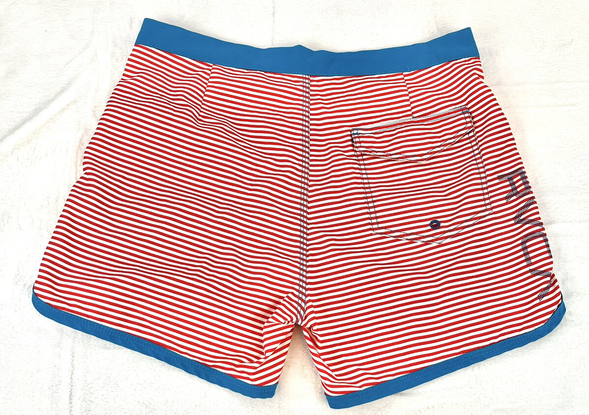 RVCA Board Shorts Men 32 Red and white stripe Performance AVP Swim