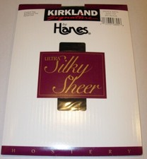 WOMENS HANES ULTRA SILKY SHEER JET BLACK STOCKINGS PANTYHOSE NYLONS SIZE CD