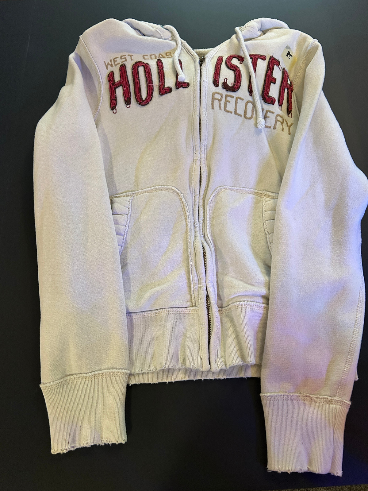 Hollister Men's Medium Grey Zip-Up Hoodie Sweatshirt EUC
