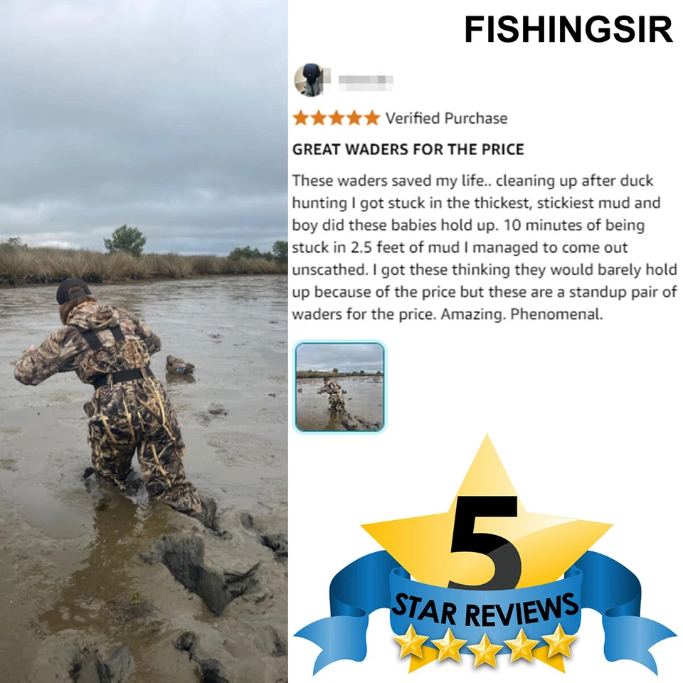 HISEA Unisex Fishing Chest Waders Cleated Bootfoot Waterproof Hunting Work Wader - Image 3 of 4