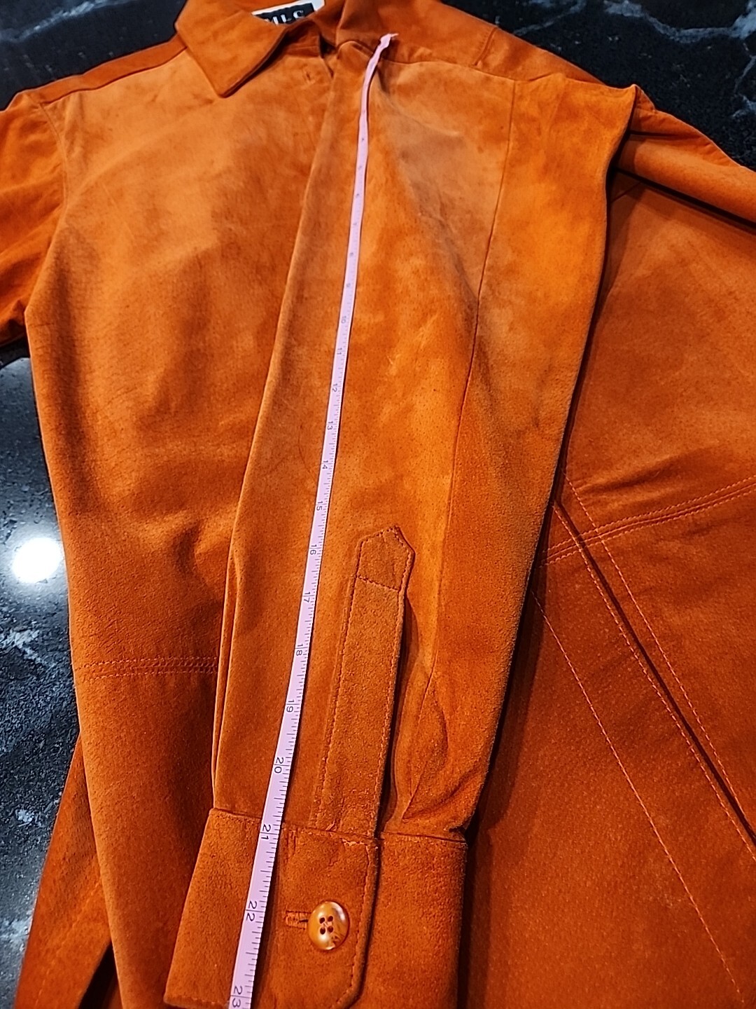 MLC Orange Leather Jacket Button Down - image 17