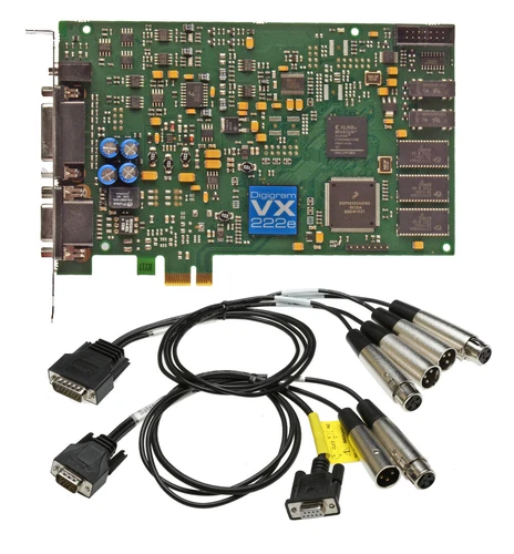 Digigram VX222e 24bit 192KHz AES Digital Broadcast Audio PCIe Card w/ XLR Cables