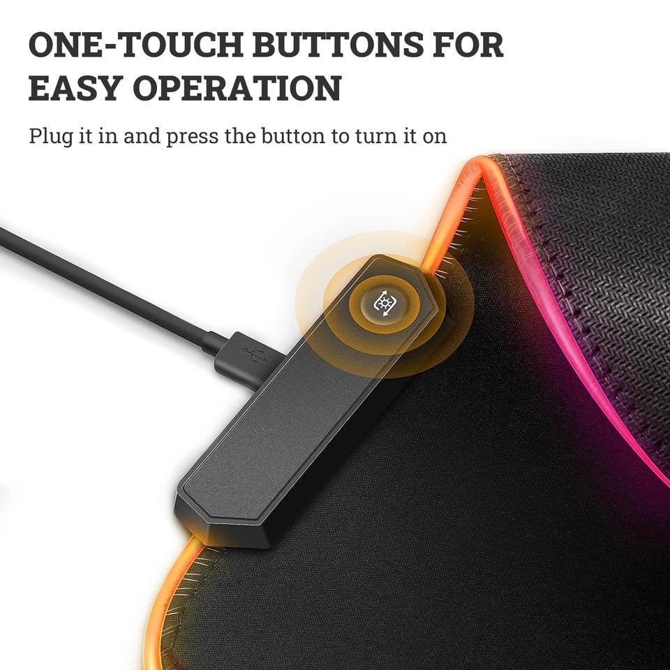 RGB Extended Mousepad LED Gaming Mouse Pad Large Keyboard Desk Anti-slip Mat - image 3 of 4