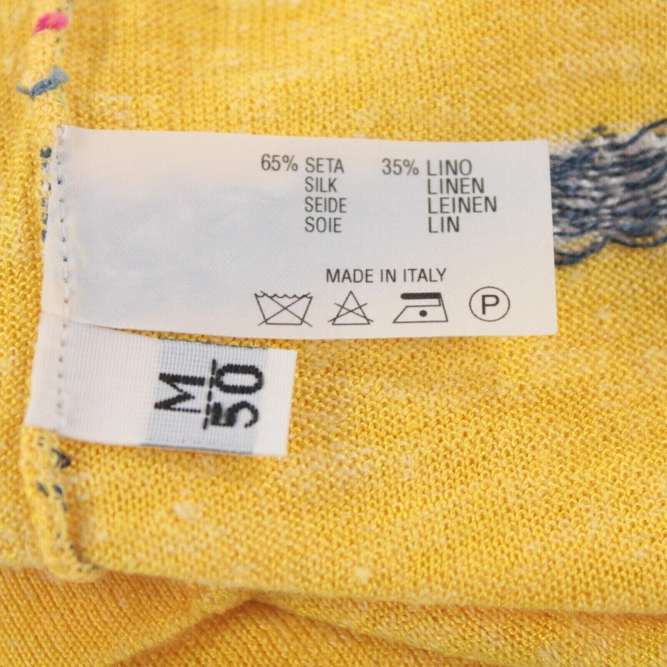 Suéter Kiton Nuevo sin Etiquetas Mezcla Seda/Lino Cuello Redondo Talla 50 EE. UU. M Amarillo con Rayas Foto 3 de 4