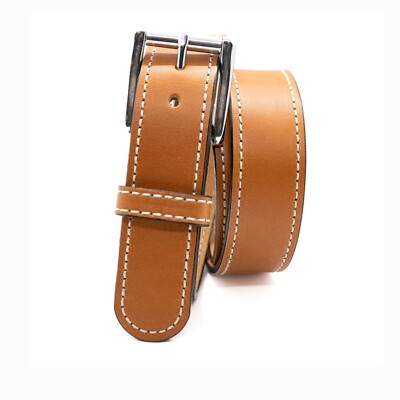 1.5'' Full Grain Stitched Tan Leather Belt, Heavy Duty , Amish Made, Made in USA