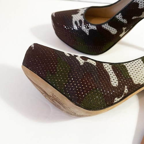 Jean-Michel Cazabat Womens Zilla Camouflage Pump Sequin Shoe Sz 9 39.5 Camo - Picture 7 of 10