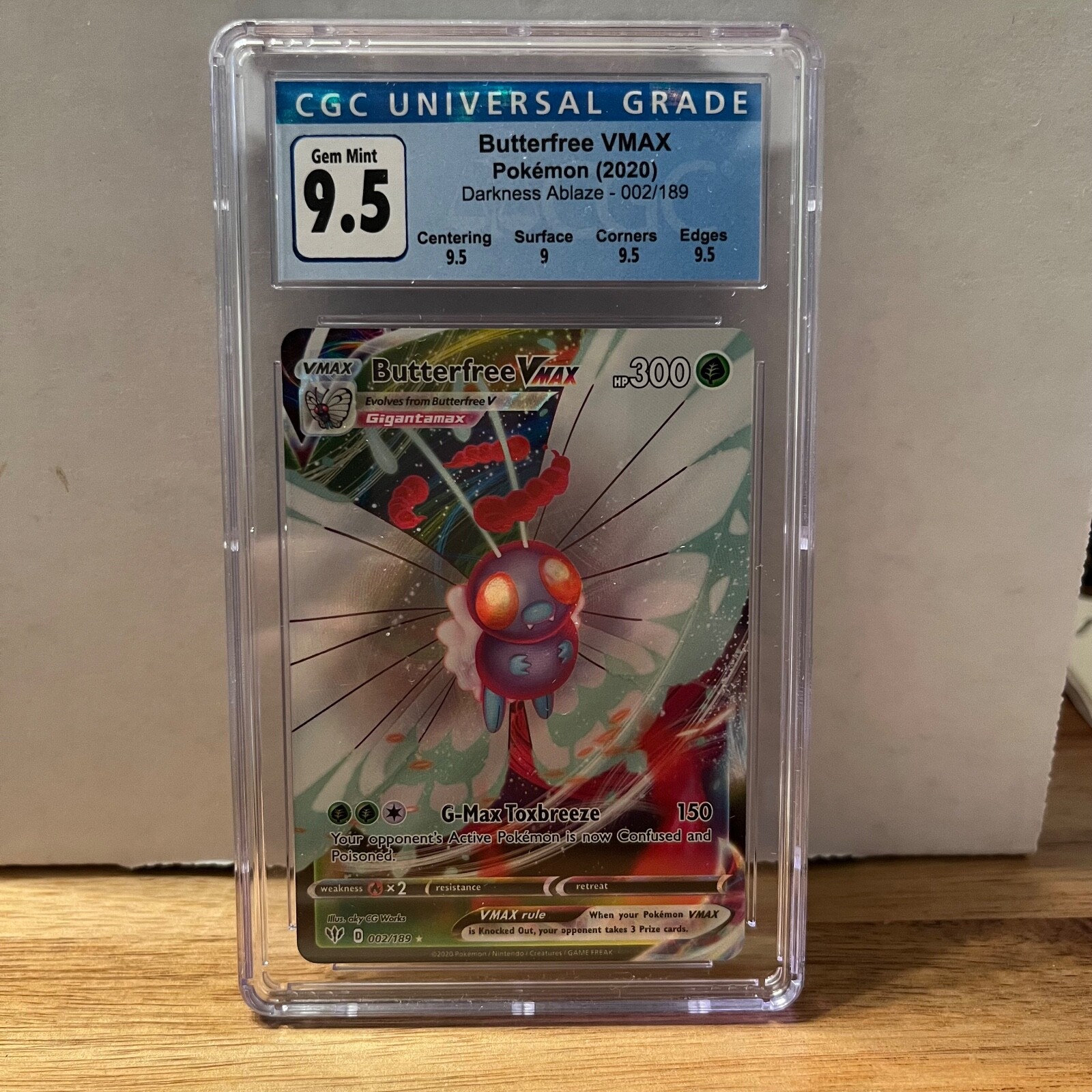 2020 Butterfree VMAX Pokemon Darkness Ablaze 002/189 CGC 9.5 GEM MT Sub Graded