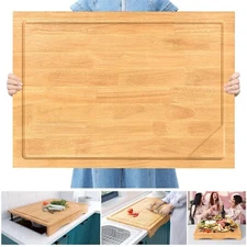 32x23.5in Extra Large Solid Wood Cutting Board and Stovetop Cover – 2-in-1
