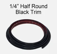 1/4'' X 20 ft HALF ROUND BLACK TRIM ACCENT BLACK MOLDING UNIVERSAL 0.25" Wide