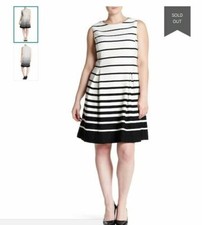 ELIZA J GRADUATED STRIPE PLEATED SLEEVELESS DRESS sz 22W