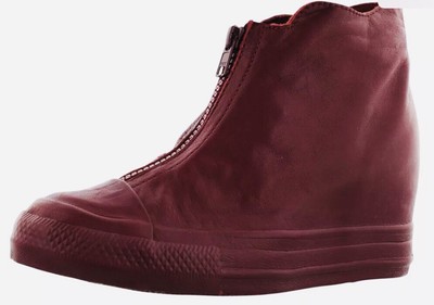 solid red vans high tops