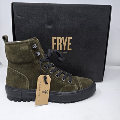 FRYE Boots Mens 10.5 Ryan Military Lace Up Leather Olive  display picture 2