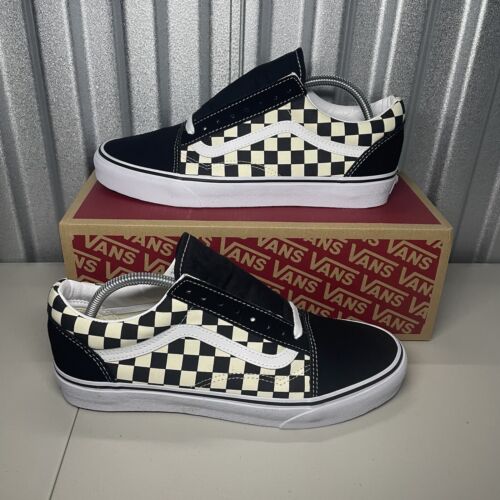 Vans Old Skool Checkerboard Black White Mens NEW Shoes | eBay
