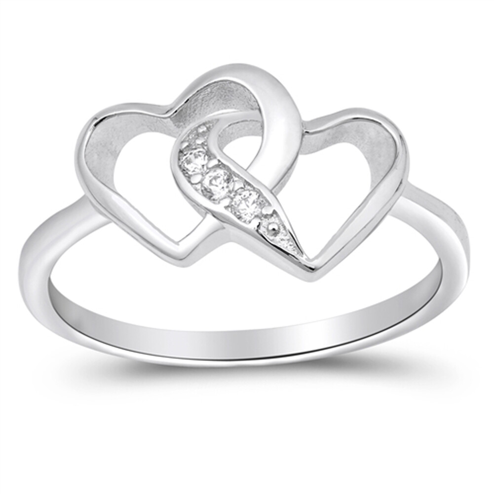White CZ Interlocking Infinity Love Knot Heart Sterling Silver