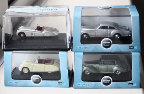4 x Oxford Diecast Cars, Bentley S1, Jaguar XKJ120, Austin Atlantic, Bentley Mk