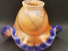 Tulipe Ancienne Pâte De Verre Signée Vianne. Bleu Et Orange 472 Grs