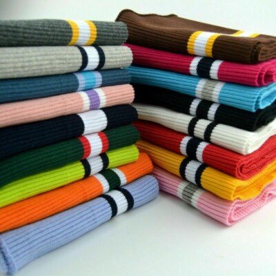 Streifen Baumwolle Stretch Strick Ausschnitt Bündchen Bund Pullover Rippborte Stoff