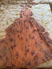Nasty Gal Floral Halter Maxi Dress Pink Multi Sleeveless Chiffon US Size 4