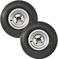 2-Pack Trailer Tires On Galvanized Wheel Rims 18.5X8.5-8 215/60-8 Load C 4 Lug