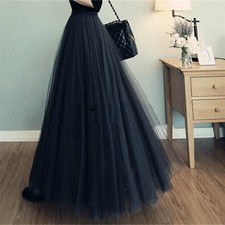 98cm Length Black Tulle Skirt Women's Flowy Mesh Maxi Skirt for Wedding & Events