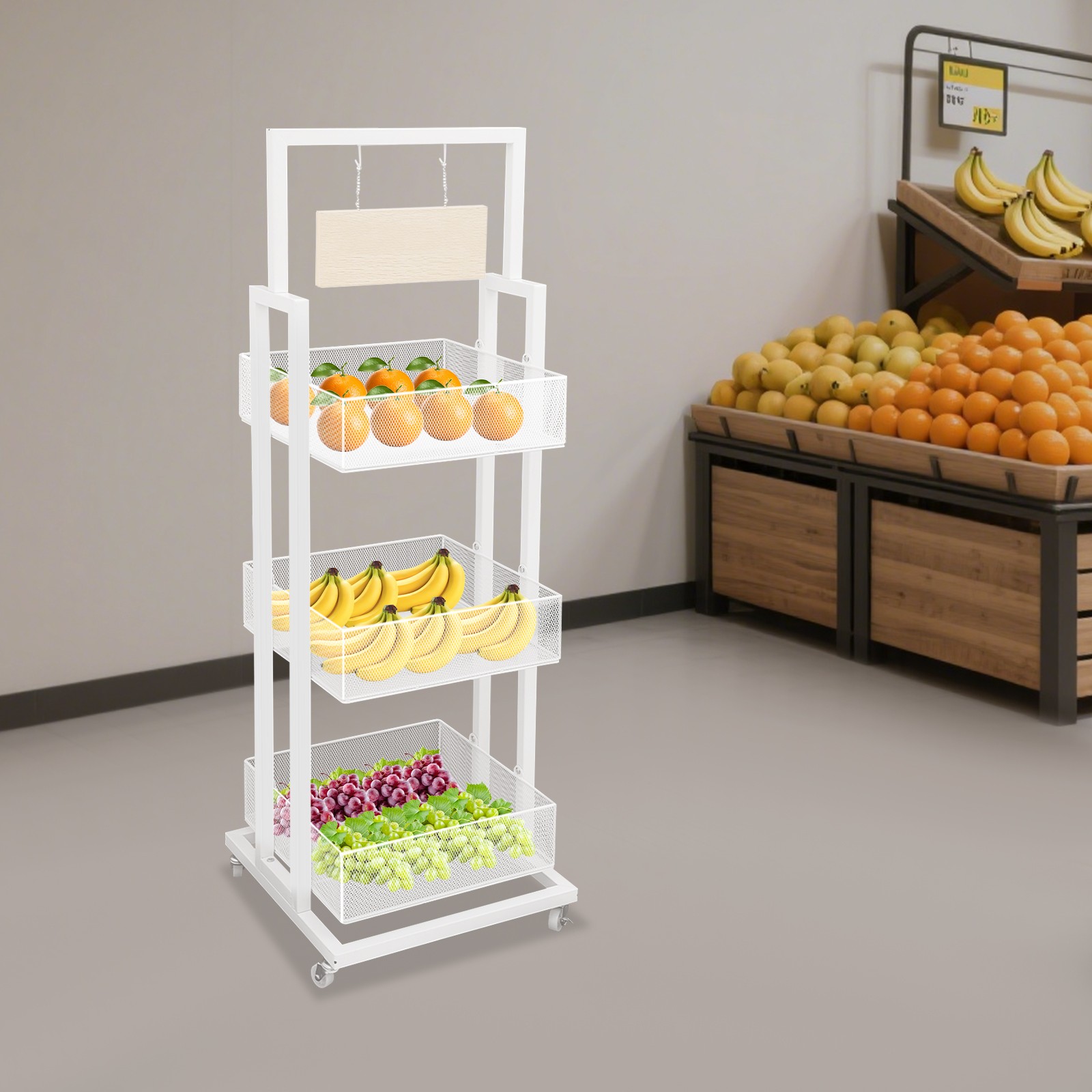 Retail Display Stand, Storage Shelf with Wheels Store Display Shelving Organizer