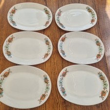 JAJ Pyrex x 6 Vintage Carnaby Tempo Oval Steak/Dinner Plates  12" x 9"