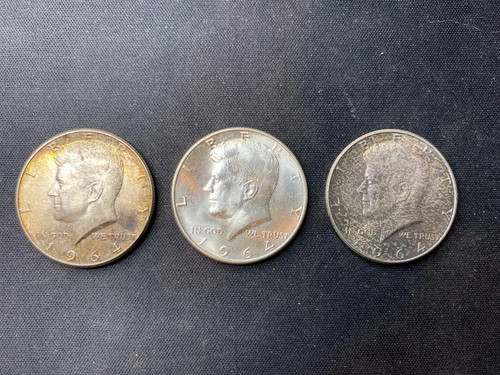 ~LOT OF 3~ 1964 ~ 2P & 1D ~90% KENNEDY Silver Halves Good Condition
