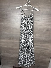Ann Taylor Loft Women s Size XS Maxi Dress Spaghetti Strap Black White Floral