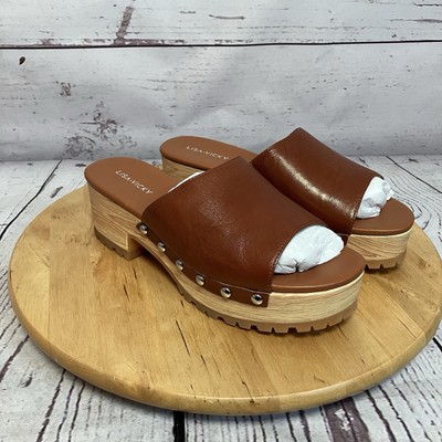 Lisa Vicky Shoes Womens Size 8M Chestnut Brown Leather Slide Victor