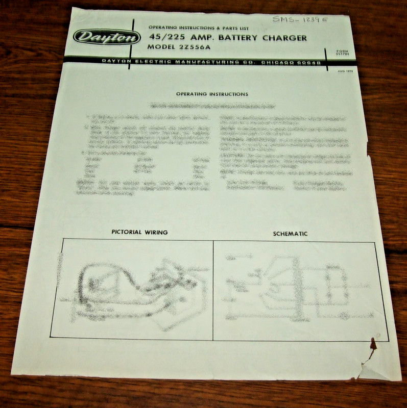 OPERATING INSTRUCTIONS & PARTS LIST  45/225 AMP. BATTERY CHARGER  MODEL 2Z556A