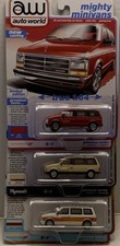 3-Auto World Mighty Minivans 1:64 Diecast Dodge / Plymouth Vans 1985-1989 Set