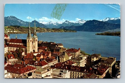 1967 Bird's Eye View Lucerne,Luzern Switzerland Vintage Postcard