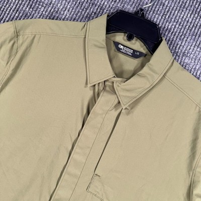 Outdoor Research Astroman Air Shirt Mens Large Green Short Sleeve Snap Up New