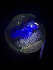 Large Clear Blue Glass Orb Paperweight Abstract Design w/ Bubble Inclusion — photo 4