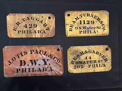 Antique Brass Shipping Stencils Wagner & Coleman Philadelphia PA Box Marking Lot