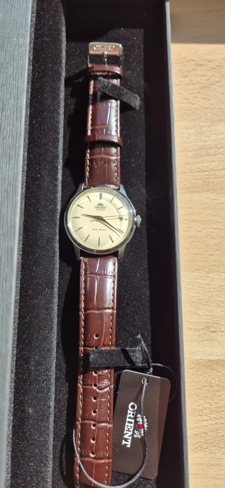 Orient Bambino Automatic Mechanical 38mm Cream/Brown Leather RA-AC0M04Y30B, photo 1 of 5