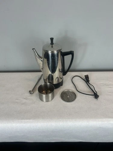 VTG PRESTO ELECTRIC PERCOLATOR COFFEE POT MAKER 12 CUP SS MODEL 0282202 Read