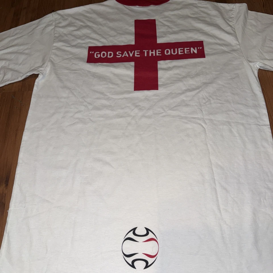 Camiseta de fútbol vintage Adidas Ringer Inglaterra años 90 “God Save The Queen” Grial talla XL Foto 3 de 4