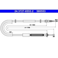 ATE Handbremsseil 1786Mm Passend FüR Fiat Bravo Stilo | 24.3727-0553.2
