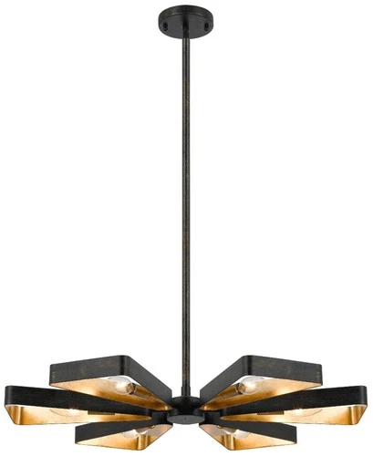 Crystorama Luna 26 3/4"W Bronze and Gold 6-Light Pendant - Picture 2 of 7