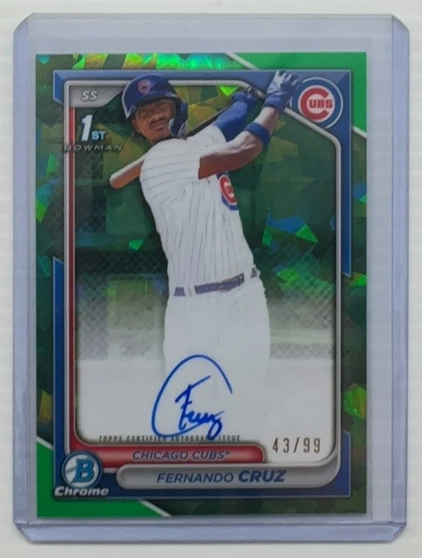 2024 Bowman Chrome Sapphire Fernando Cruz 1st Green Refractor Auto #43/99