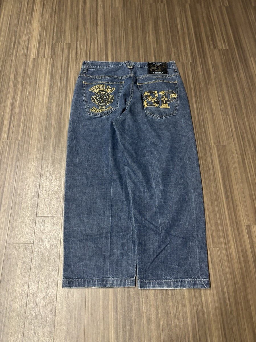 Vtg Y2K Southpole Baggy Jeans 38x28 Viva La Lucha Blue